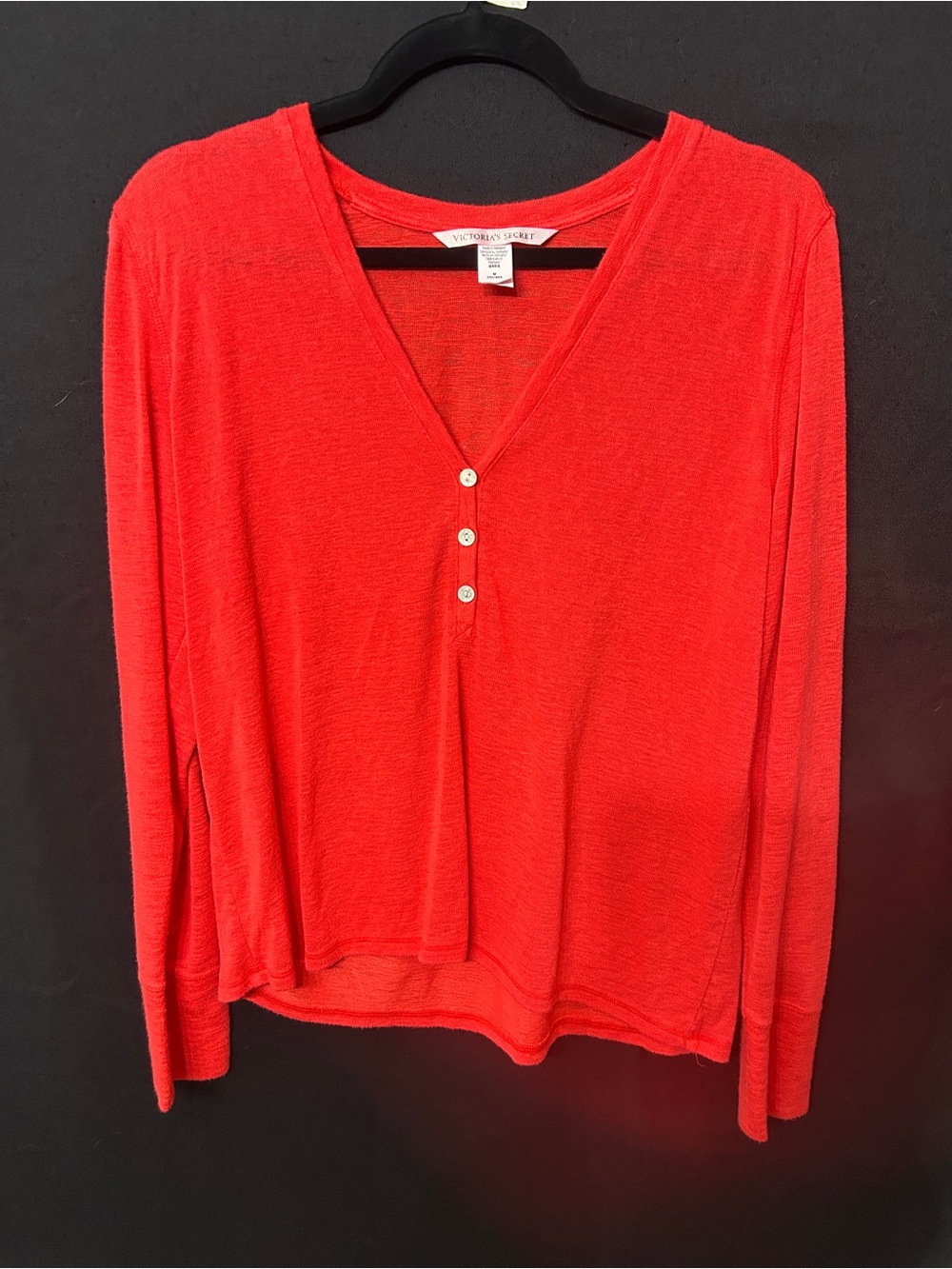Women’s Victoria’s Secret Red Henley Lounge Knit Top Medium
